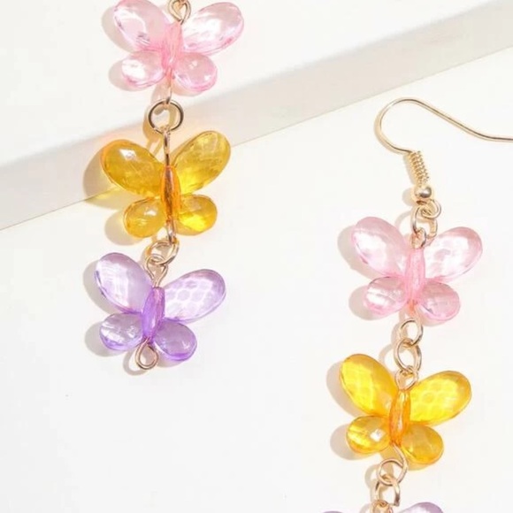 Butterfly Charm Drop Earrings - Picture 2 of 2